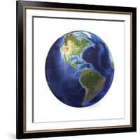 3D Rendering of Planet Earth, Centered on North America and South America-null-Framed Art Print