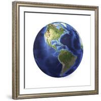 3D Rendering of Planet Earth, Centered on North America and South America-null-Framed Art Print