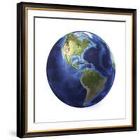 3D Rendering of Planet Earth, Centered on North America and South America-null-Framed Art Print