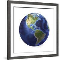 3D Rendering of Planet Earth, Centered on North America and South America-null-Framed Art Print