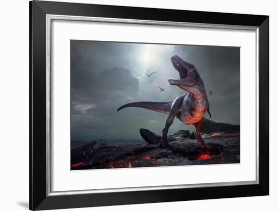 3D Rendering of Tyrannosaurus Rex near Extinction.-Herschel Hoffmeyer-Framed Art Print