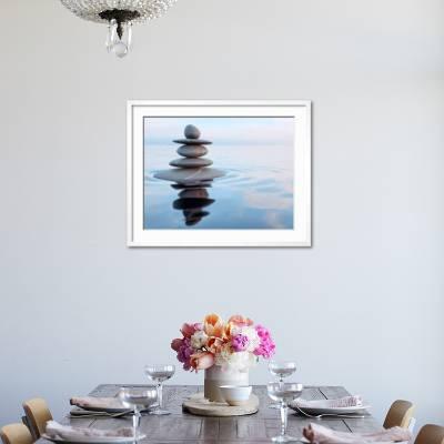 3D Rendering of Zen Stones in Water with Reflection - Peace Balance  Meditation Relaxation Concept' Photographic Print - f9photos