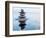 3D Rendering of Zen Stones in Water with Reflection - Peace Balance Meditation Relaxation Concept-f9photos-Framed Photographic Print