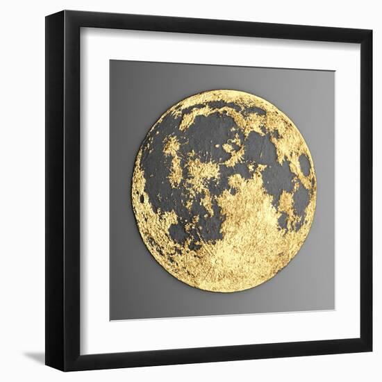 3D Wall Art Picture Modern Moon Gold-deckorator-Framed Art Print