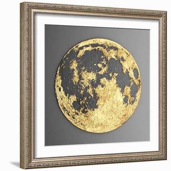 3D Wall Art Picture Modern Moon Gold-deckorator-Framed Art Print