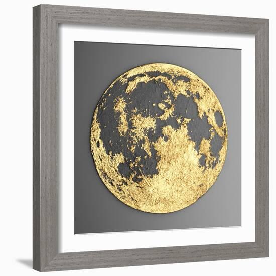 3D Wall Art Picture Modern Moon Gold-deckorator-Framed Art Print