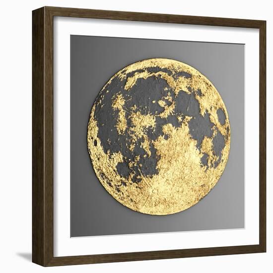 3D Wall Art Picture Modern Moon Gold-deckorator-Framed Art Print