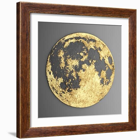 3D Wall Art Picture Modern Moon Gold-deckorator-Framed Art Print