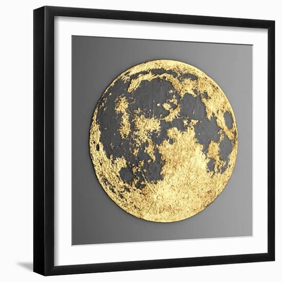 3D Wall Art Picture Modern Moon Gold-deckorator-Framed Art Print