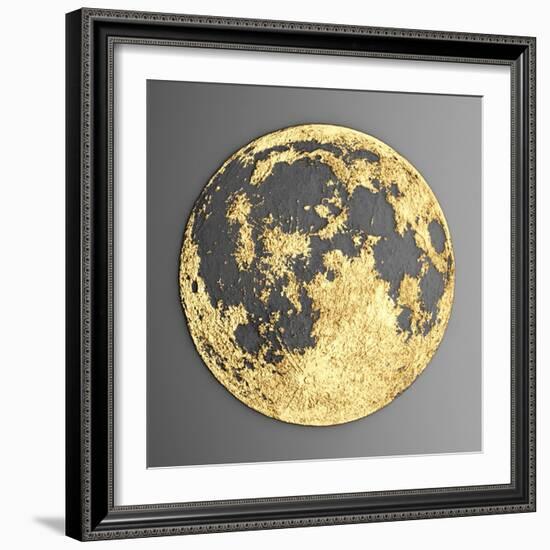 3D Wall Art Picture Modern Moon Gold-deckorator-Framed Art Print