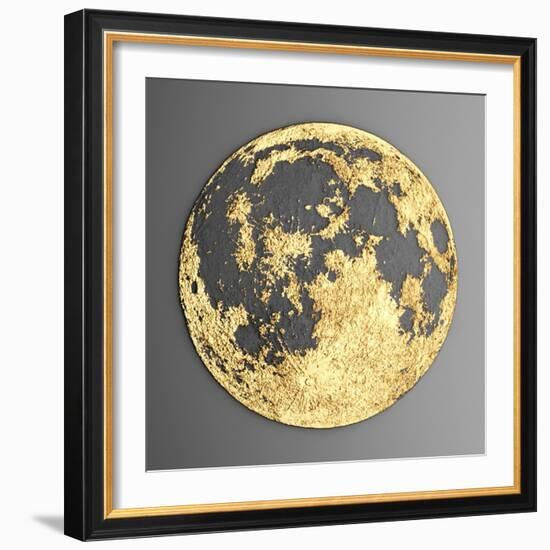 3D Wall Art Picture Modern Moon Gold-deckorator-Framed Art Print