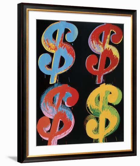 $4, 1982 (blue, red, orange, yellow)-Andy Warhol-Framed Art Print