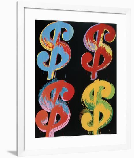 $4, 1982 (blue, red, orange, yellow)-Andy Warhol-Framed Art Print