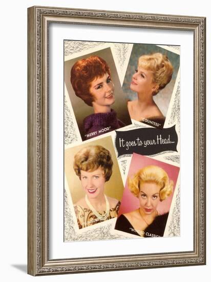 4 60's Hair Styles, Retro-null-Framed Art Print