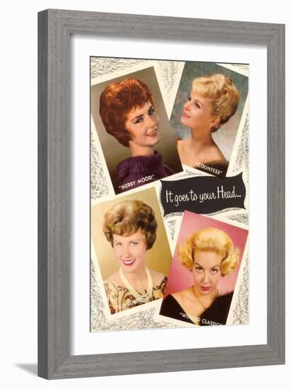 4 60's Hair Styles, Retro-null-Framed Art Print