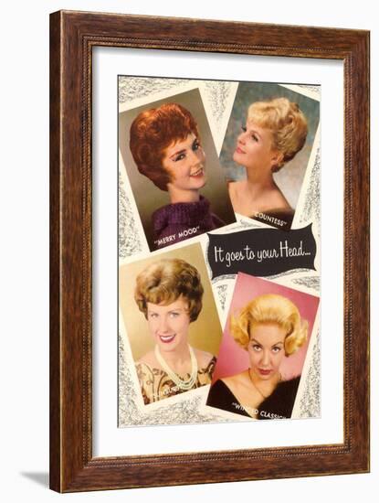 4 60's Hair Styles, Retro-null-Framed Art Print