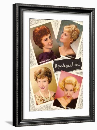 4 60's Hair Styles, Retro-null-Framed Art Print