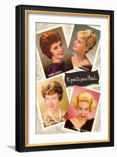 4 60's Hair Styles, Retro-null-Framed Art Print