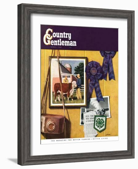 "4-H Momentos," Country Gentleman Cover, April 1, 1950-John Atherton-Framed Giclee Print