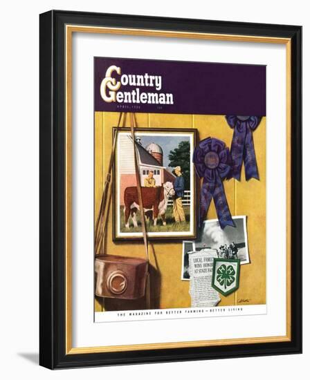 "4-H Momentos," Country Gentleman Cover, April 1, 1950-John Atherton-Framed Giclee Print