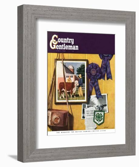 "4-H Momentos," Country Gentleman Cover, April 1, 1950-John Atherton-Framed Giclee Print