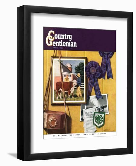 "4-H Momentos," Country Gentleman Cover, April 1, 1950-John Atherton-Framed Giclee Print