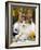 4-Months, Portrait of Tabby-Tortoiseshell-And-White Female Lying on Garden Table with Coneflowers-Jane Burton-Framed Photographic Print