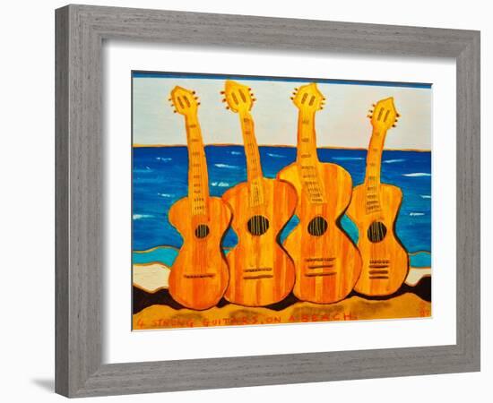 4 strung guitars on a beach, 2007-Timothy Nathan Joel-Framed Giclee Print