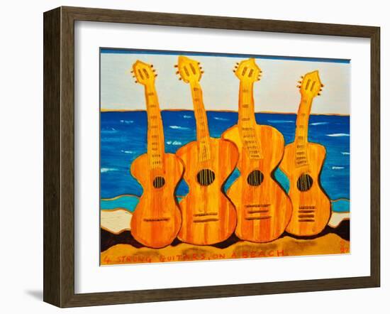 4 strung guitars on a beach, 2007-Timothy Nathan Joel-Framed Giclee Print