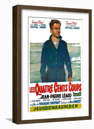 400 Blows, Belgian Movie Poster, 1959-null-Framed Premium Giclee Print