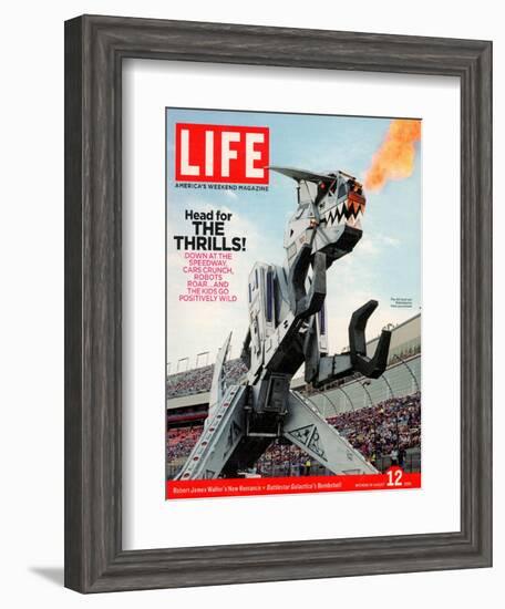 42-foot-tall Monster Truck Robosaurus at Charlotte Motor Speedway, NC, August 12, 2005-Phillip Toledano-Framed Photographic Print