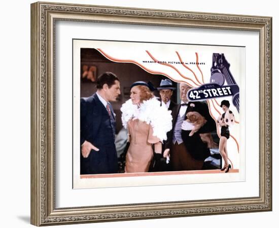 42nd Street, from Left, Warner Baxter, Ginger Rogers, Ned Sparks, Guy Kibbee, 1933-null-Framed Art Print