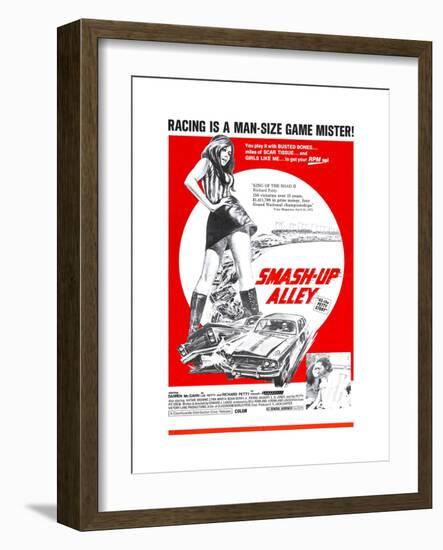 43: THE RICHARD PETTY STORY, (aka SMASH-UP ALLEY), Richard Petty (bottom right), 1974-null-Framed Art Print