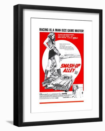 43: THE RICHARD PETTY STORY, (aka SMASH-UP ALLEY), Richard Petty (bottom right), 1974-null-Framed Art Print