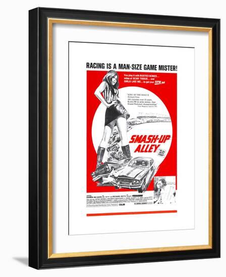 43: THE RICHARD PETTY STORY, (aka SMASH-UP ALLEY), Richard Petty (bottom right), 1974-null-Framed Art Print