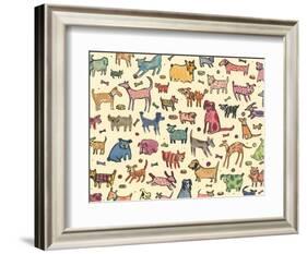 46 dogs, 2017, ink and collage-Sarah Battle-Framed Giclee Print