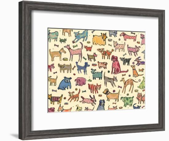 46 dogs, 2017, ink and collage-Sarah Battle-Framed Giclee Print