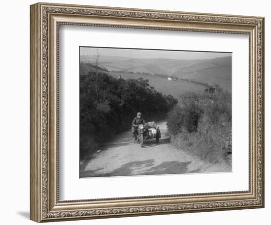 497 cc Ariel and sidecar of R Newman at the MCC Lands End Trial, Beggars Roost, Devon, 1936-Bill Brunell-Framed Photographic Print