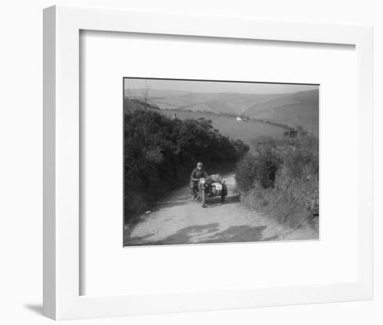 497 cc Ariel and sidecar of R Newman at the MCC Lands End Trial, Beggars Roost, Devon, 1936-Bill Brunell-Framed Photographic Print