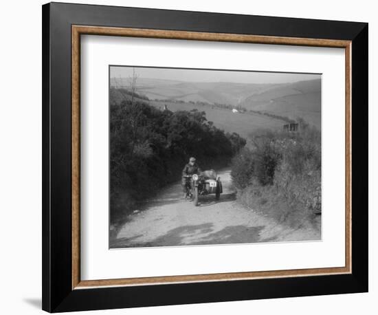 497 cc Ariel and sidecar of R Newman at the MCC Lands End Trial, Beggars Roost, Devon, 1936-Bill Brunell-Framed Photographic Print
