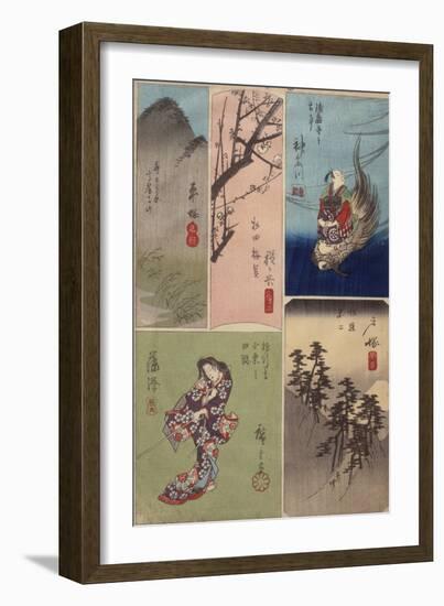 4ème vue : Kanagawa ; 5ème vue : Hodogaya ; 6ème : Totsuka ; 7ème vue : Fujisawa ; 8ème vue :-Ando Hiroshige-Framed Giclee Print