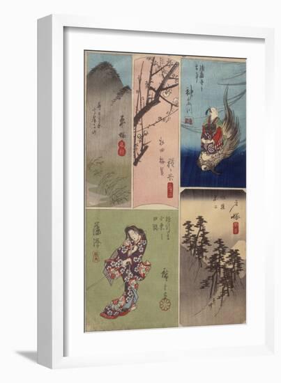 4ème vue : Kanagawa ; 5ème vue : Hodogaya ; 6ème : Totsuka ; 7ème vue : Fujisawa ; 8ème vue :-Ando Hiroshige-Framed Giclee Print