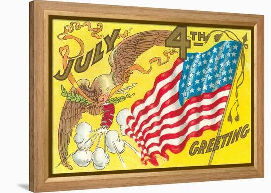 4th of July, Eagle with Firecrackers-null-Framed Stretched Canvas