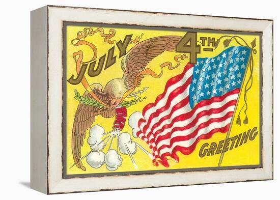 4th of July, Eagle with Firecrackers-null-Framed Stretched Canvas