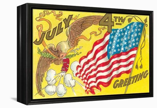 4th of July, Eagle with Firecrackers-null-Framed Stretched Canvas