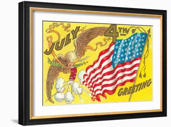 4th of July, Eagle with Firecrackers-null-Framed Art Print