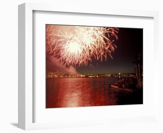 4th of July Fireworks on Lake Union, Seattle, Washington, USA-William Sutton-Framed Photographic Print