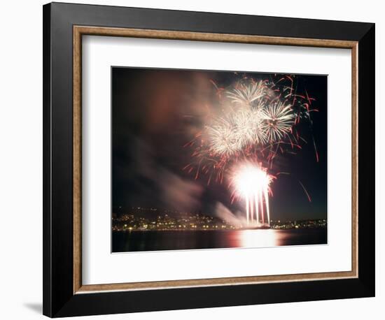 4th of July Fireworks over Lake Union in Seattle, Washington, USA-William Sutton-Framed Photographic Print