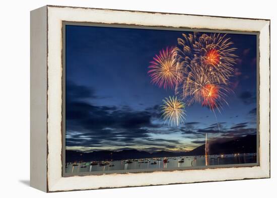 4th of July Fireworks over Whitefish Lake in Whitefish, Montana-Chuck Haney-Framed Premier Image Canvas