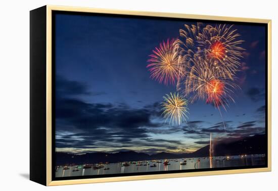 4th of July Fireworks over Whitefish Lake in Whitefish, Montana-Chuck Haney-Framed Premier Image Canvas